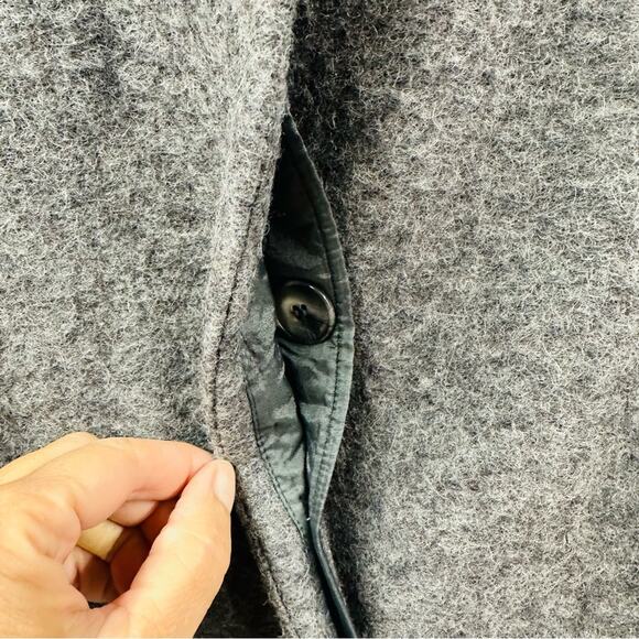Helene London Colorblock Coat Jacket Hidden Buttons Gray Wool Blend Pockets Sz S - Picture 5 of 10